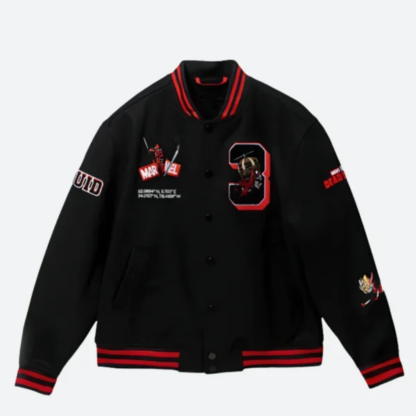 Marvel Deadpool 3 Varsity Jacket