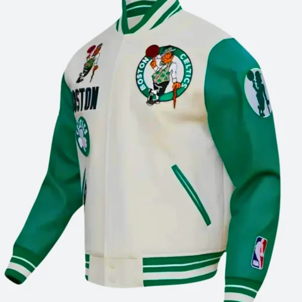Boston Celtics White Varsity Jacket