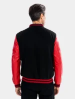 Classic Black & Red College Varsity Jacket Back Image