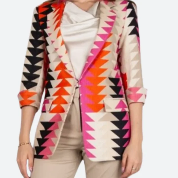Great British Bake Off S15 Prue Leith Triangle Print Blazer