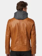 Mens Casual Leather Jacket Back Image