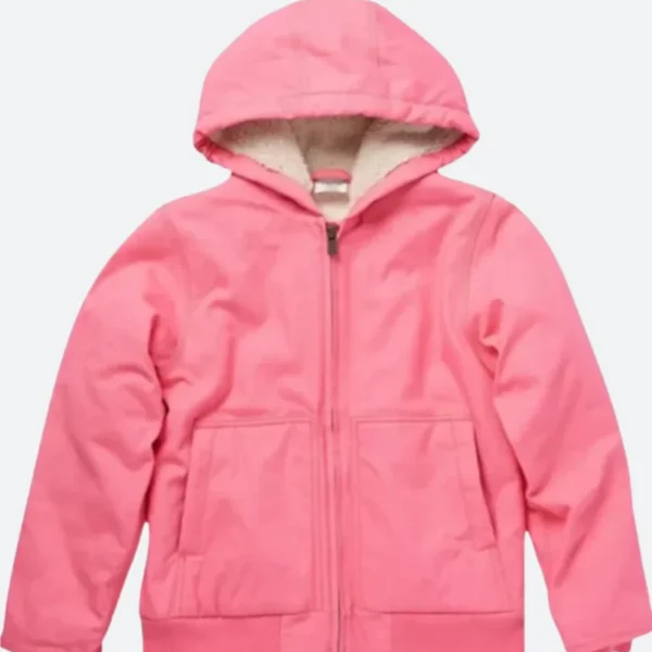 Sherpa Lined Pink Hooded Jacket