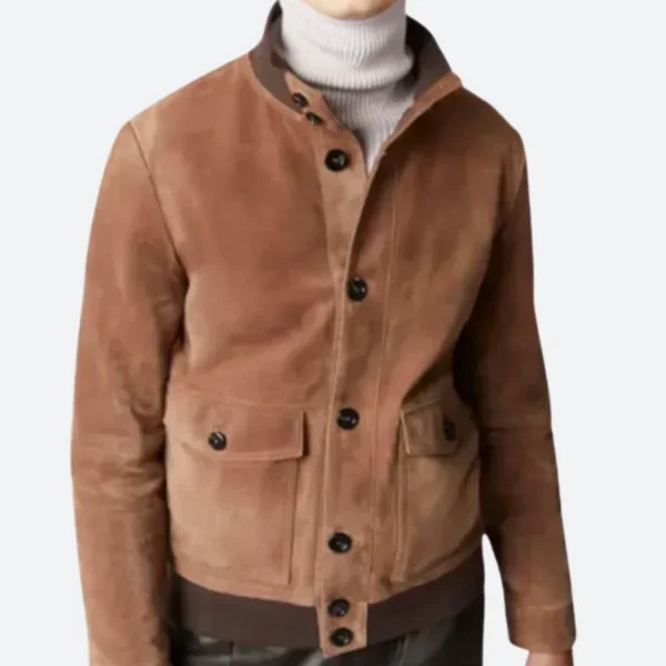 The Drew Barrymore Show Glen Powell Suede Leather Jacket