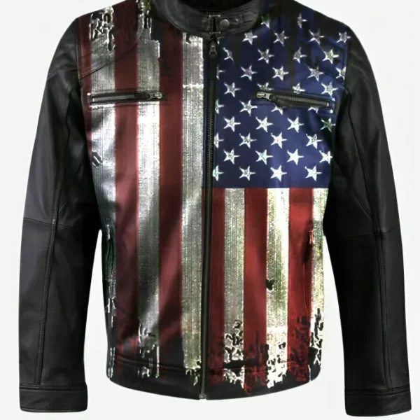 Vintage USA Flag Motorcycle Jacket